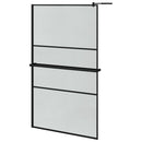 vidaXL fekete ESG üveg és alumínium zuhanyfal polccal 115x195 cm