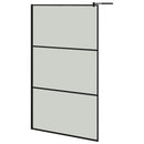 vidaXL fekete ESG üveg és alumínium zuhanyfal polccal 115x195 cm