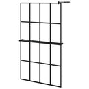 vidaXL fekete ESG üveg és alumínium zuhanyfal polccal 118 x 190 cm