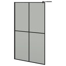 vidaXL fekete ESG üveg és alumínium zuhanyfal polccal 118 x 190 cm