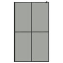 vidaXL fekete ESG üveg és alumínium zuhanyfal polccal 118 x 190 cm