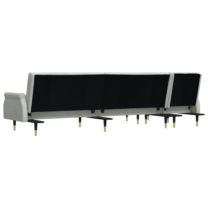 vidaXL világosszürke L-alakú bársony kanapéágy 271x140x70 cm