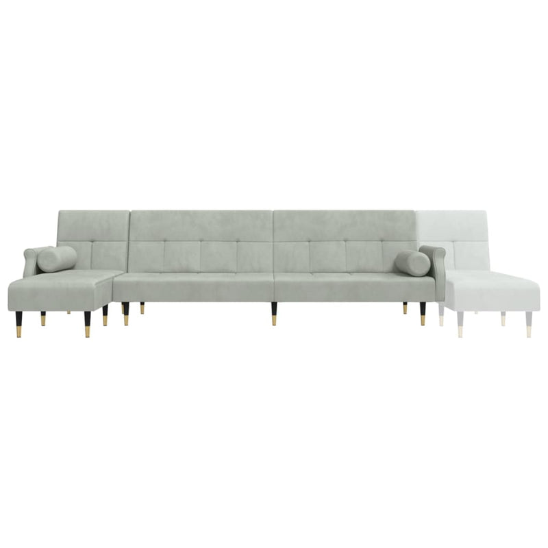 vidaXL világosszürke L-alakú bársony kanapéágy 271x140x70 cm