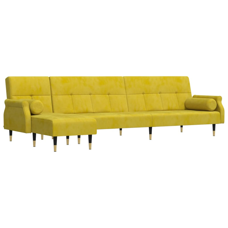 vidaXL sárga L-alakú bársony kanapéágy 271x140x70 cm