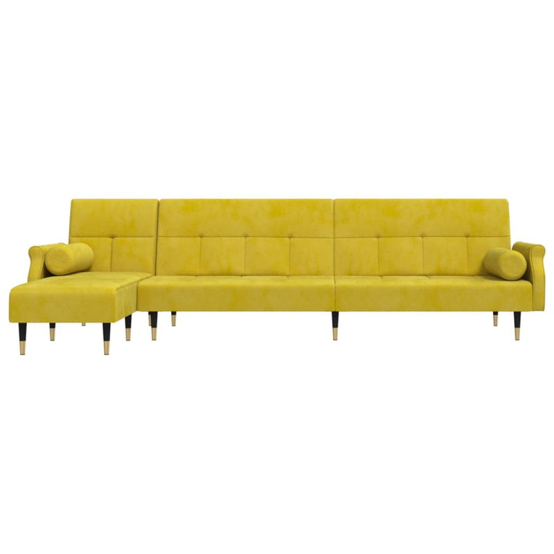 vidaXL sárga L-alakú bársony kanapéágy 271x140x70 cm