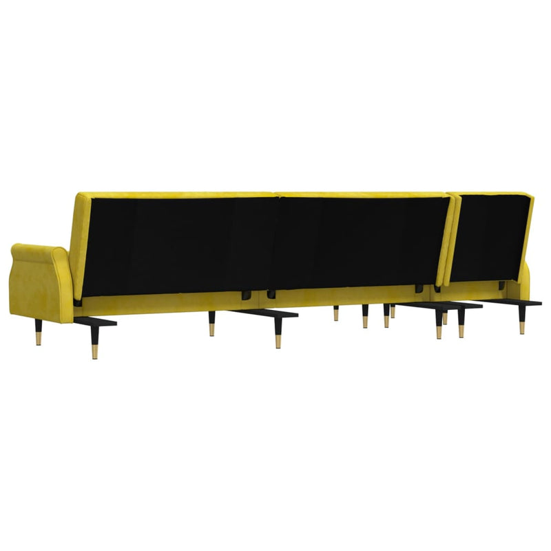 vidaXL sárga L-alakú bársony kanapéágy 271x140x70 cm