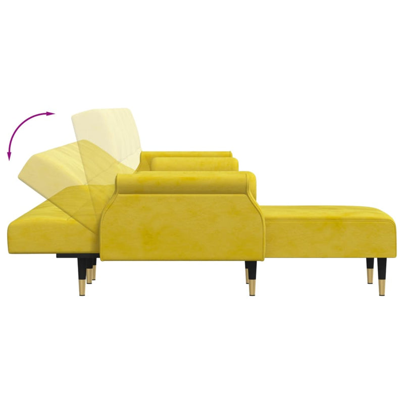 vidaXL sárga L-alakú bársony kanapéágy 271x140x70 cm
