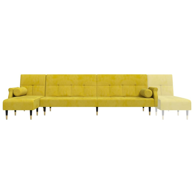 vidaXL sárga L-alakú bársony kanapéágy 271x140x70 cm