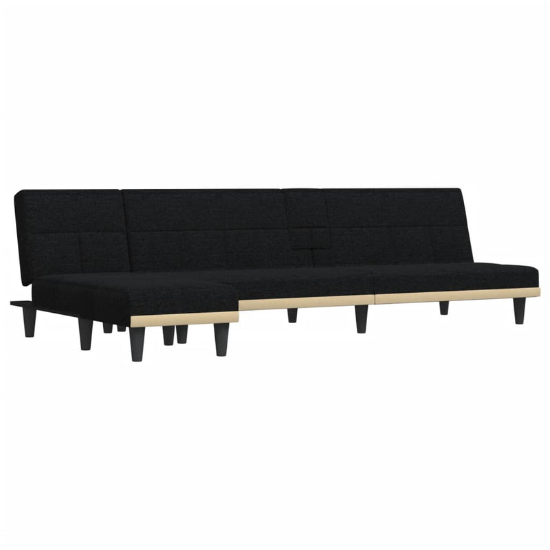vidaXL fekete L-alakú szövet kanapéágy 255x140x70 cm