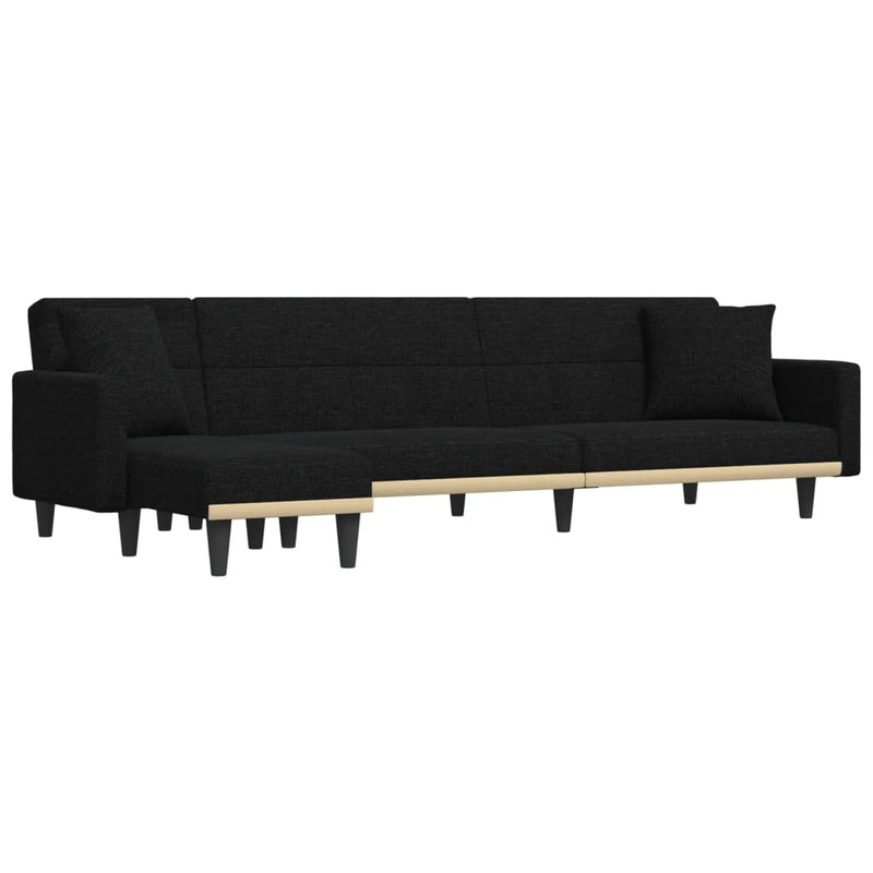 vidaXL fekete L-alakú szövet kanapéágy 275x140x70 cm