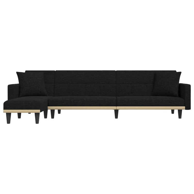 vidaXL fekete L-alakú szövet kanapéágy 275x140x70 cm
