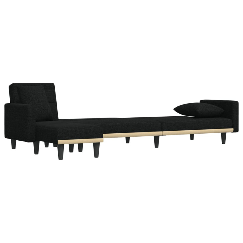 vidaXL fekete L-alakú szövet kanapéágy 275x140x70 cm