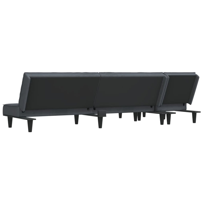 vidaXL sötétszürke L-alakú bársony kanapéágy 255x140x70 cm