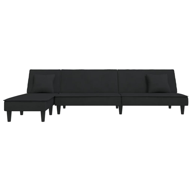 vidaXL fekete L-alakú bársony kanapéágy 255x140x70 cm