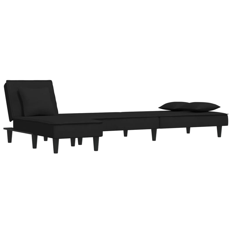 vidaXL fekete L-alakú bársony kanapéágy 255x140x70 cm