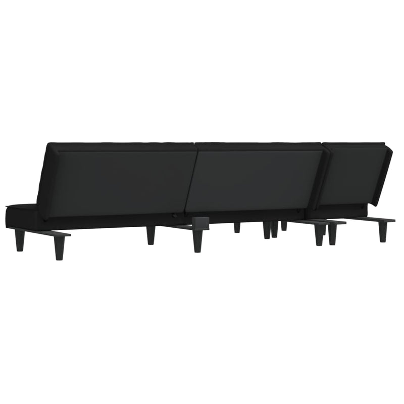 vidaXL fekete L-alakú bársony kanapéágy 255x140x70 cm
