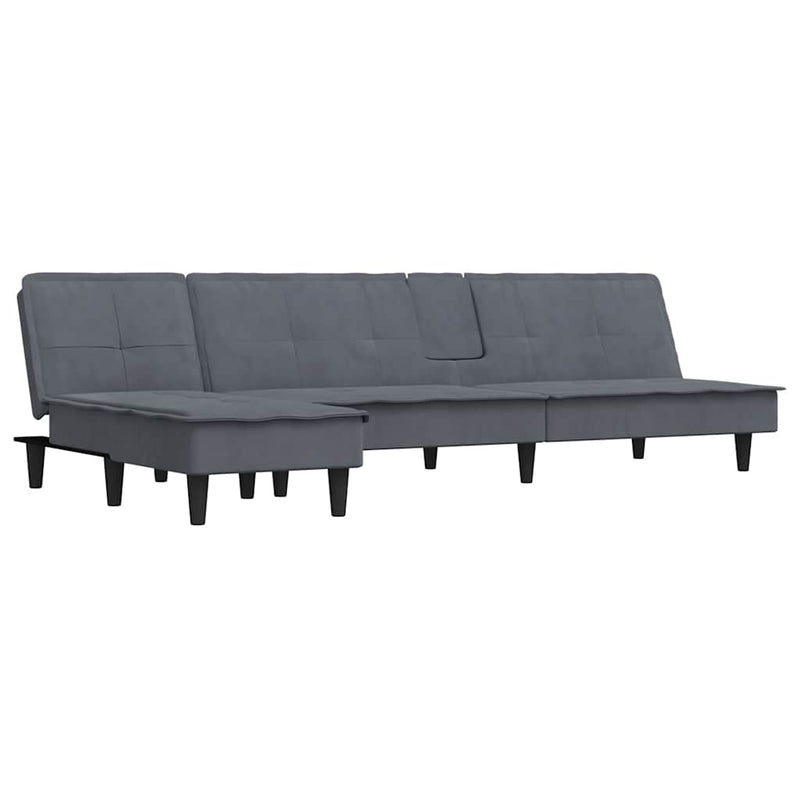 vidaXL sötétszürke L-alakú bársony kanapéágy 255x140x70 cm