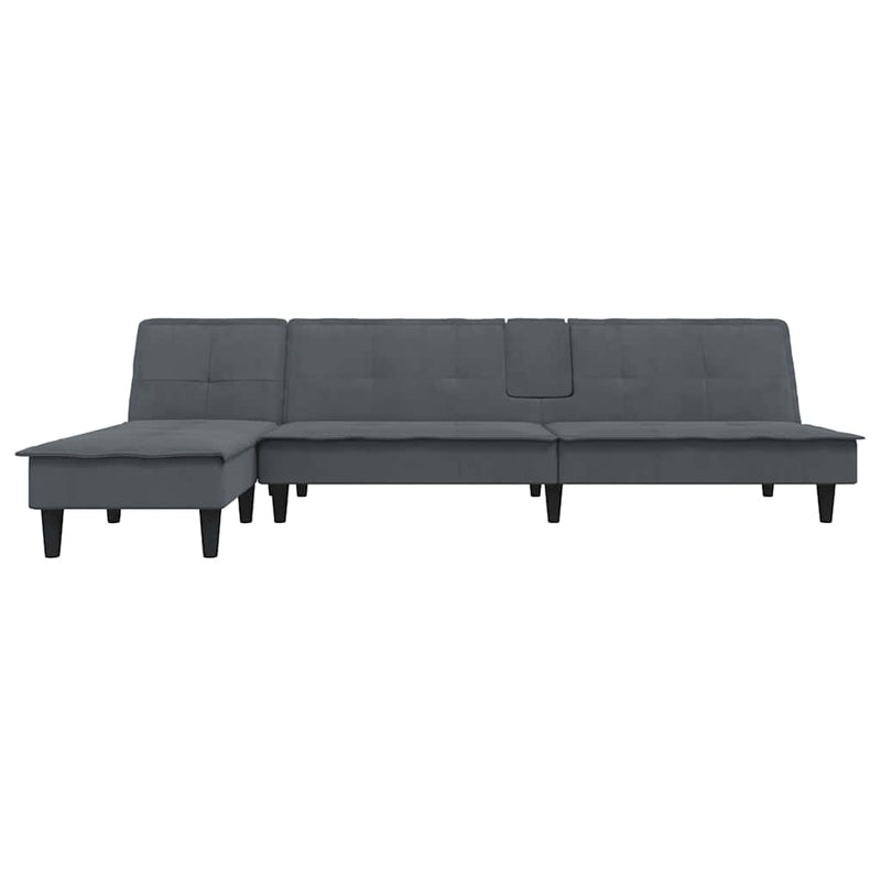 vidaXL sötétszürke L-alakú bársony kanapéágy 255x140x70 cm