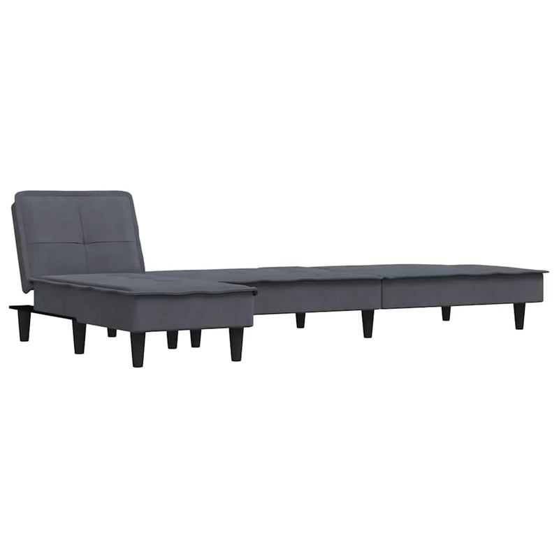 vidaXL sötétszürke L-alakú bársony kanapéágy 255x140x70 cm