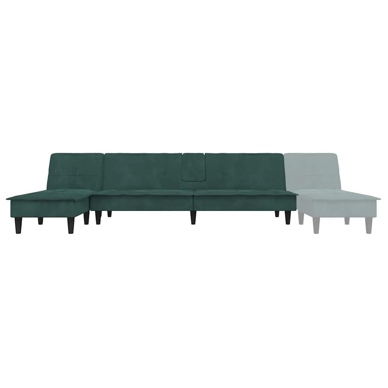 vidaXL sötétzöld L-alakú bársony kanapéágy 255x140x70 cm