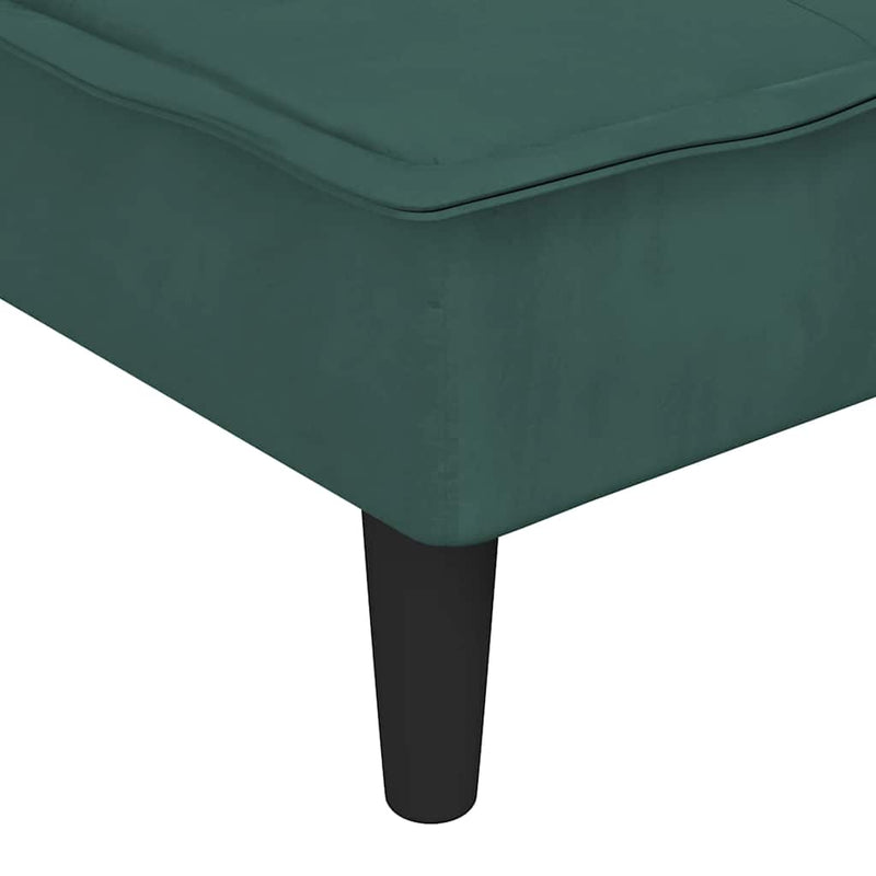 vidaXL sötétzöld L-alakú bársony kanapéágy 255x140x70 cm