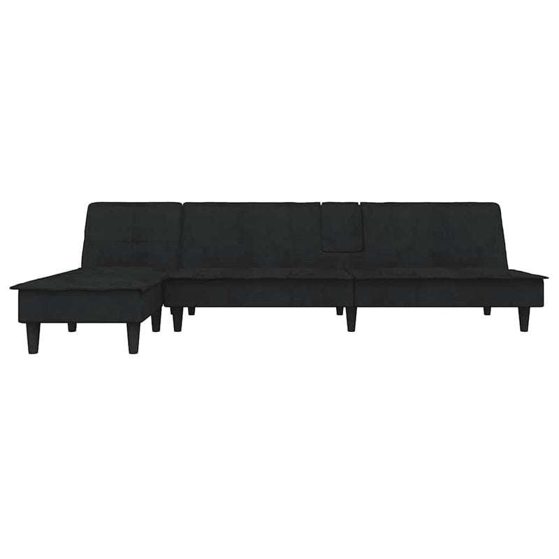 vidaXL fekete L-alakú bársony kanapéágy 255x140x70 cm