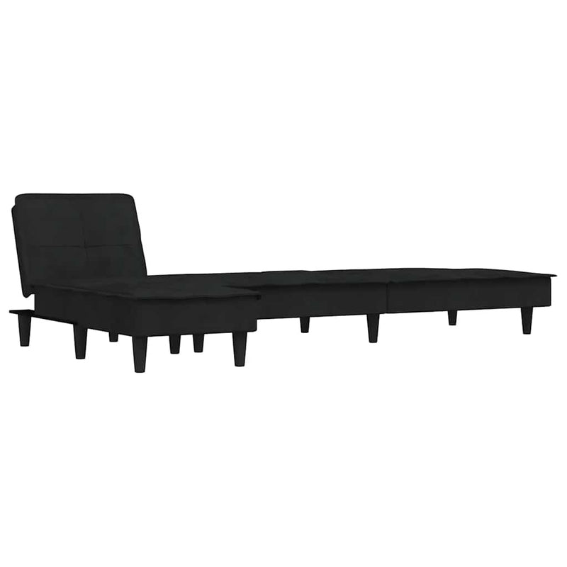 vidaXL fekete L-alakú bársony kanapéágy 255x140x70 cm