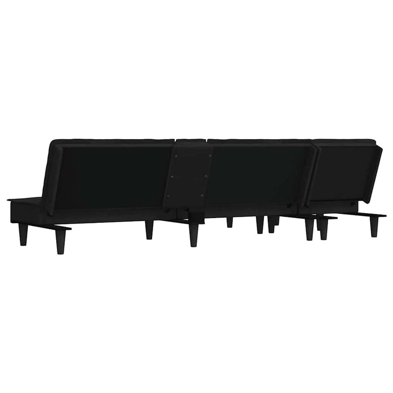vidaXL fekete L-alakú bársony kanapéágy 255x140x70 cm
