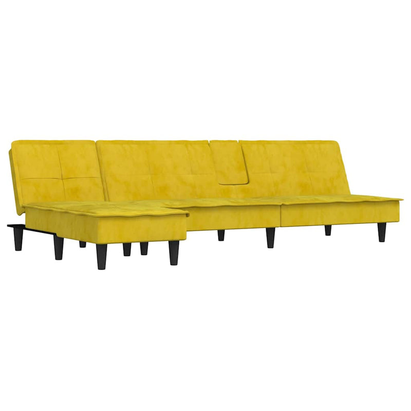 vidaXL sárga L-alakú bársony kanapéágy 255x140x70 cm