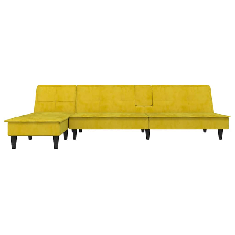 vidaXL sárga L-alakú bársony kanapéágy 255x140x70 cm