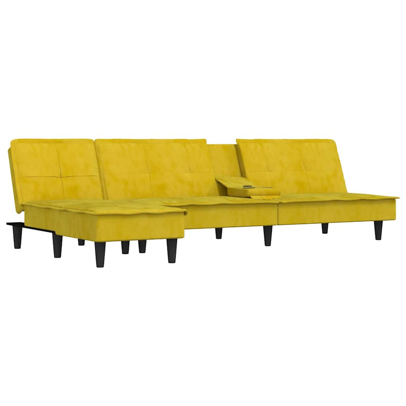 vidaXL sárga L-alakú bársony kanapéágy 255x140x70 cm