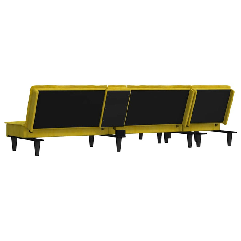 vidaXL sárga L-alakú bársony kanapéágy 255x140x70 cm
