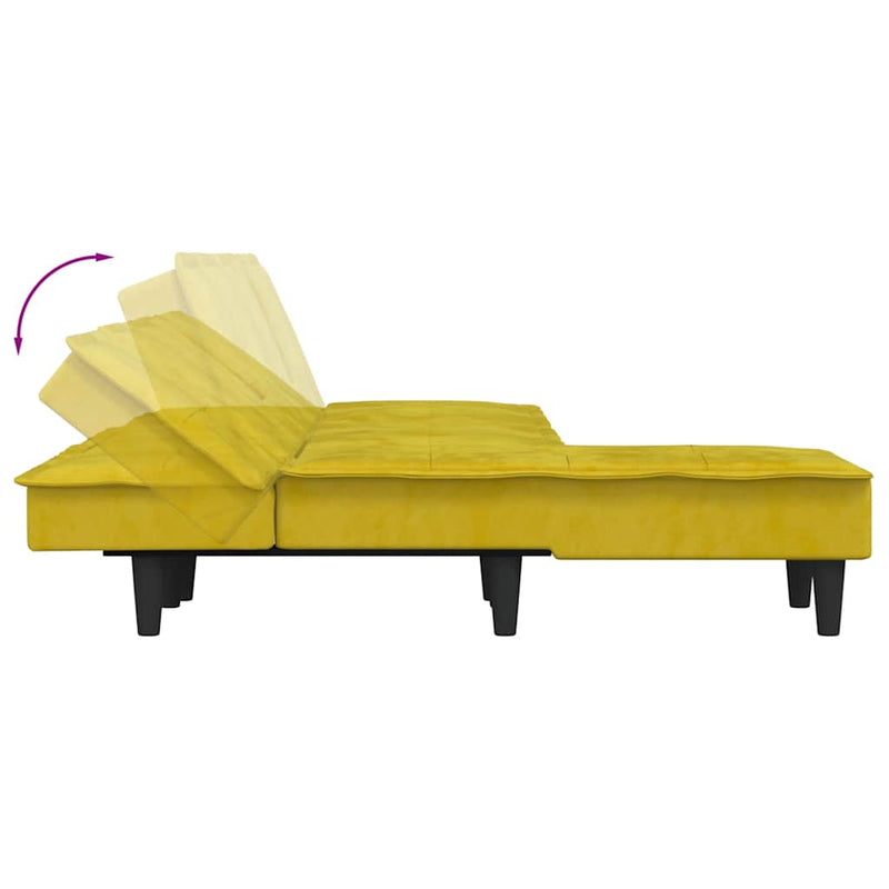 vidaXL sárga L-alakú bársony kanapéágy 255x140x70 cm