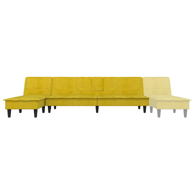 vidaXL sárga L-alakú bársony kanapéágy 255x140x70 cm