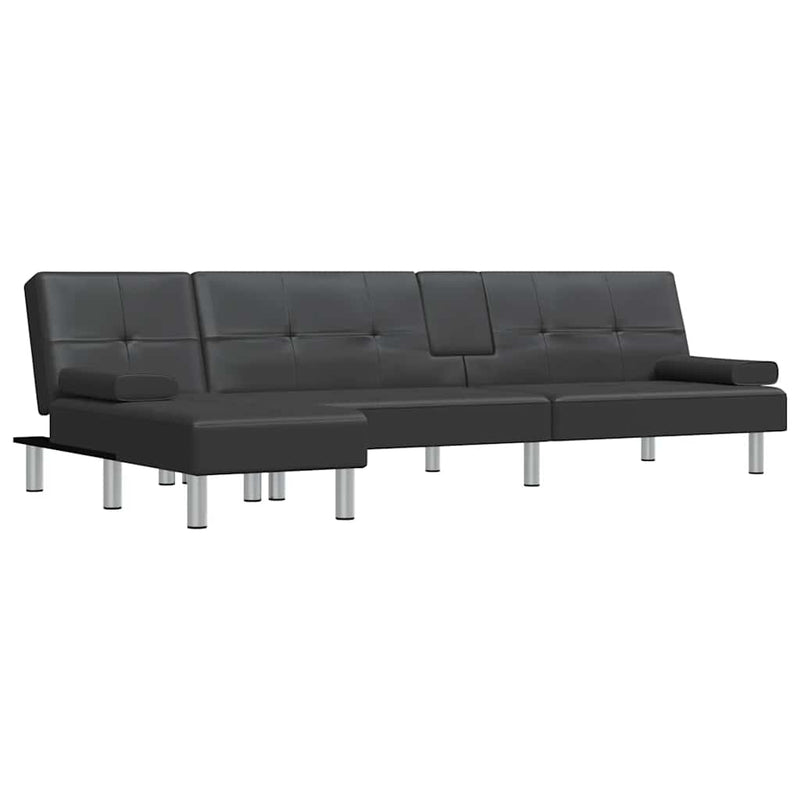 vidaXL fekete L-alakú műbőr kanapéágy 255x140x70 cm
