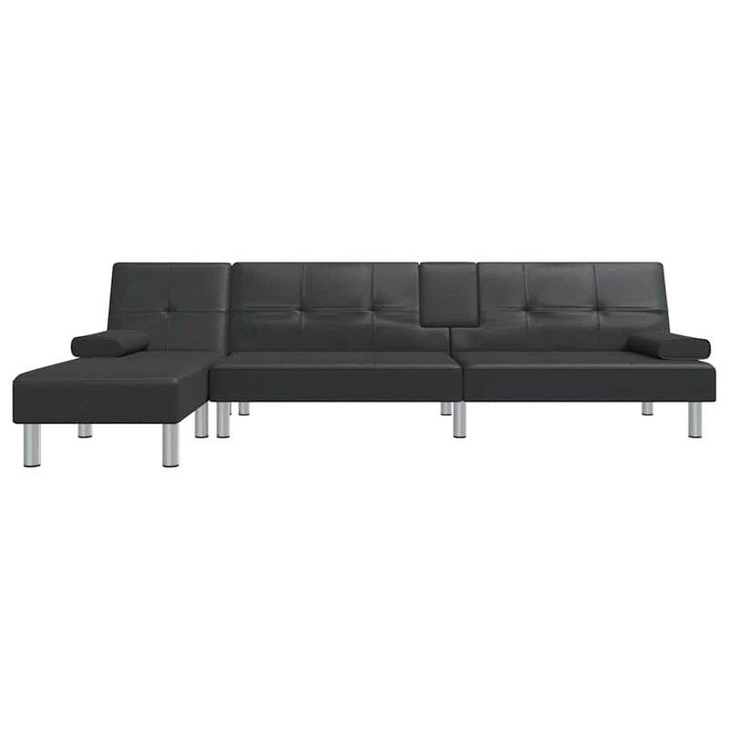 vidaXL fekete L-alakú műbőr kanapéágy 255x140x70 cm