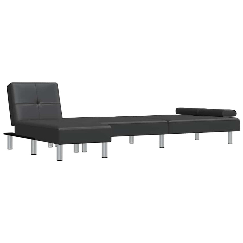 vidaXL fekete L-alakú műbőr kanapéágy 255x140x70 cm