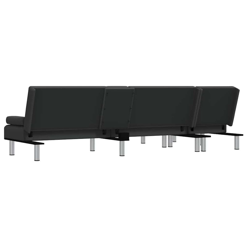 vidaXL fekete L-alakú műbőr kanapéágy 255x140x70 cm