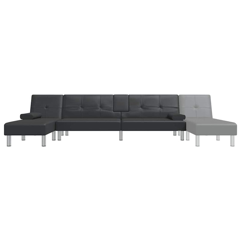 vidaXL fekete L-alakú műbőr kanapéágy 255x140x70 cm
