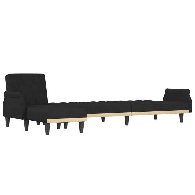 vidaXL fekete L-alakú bársony kanapéágy 271x140x70 cm