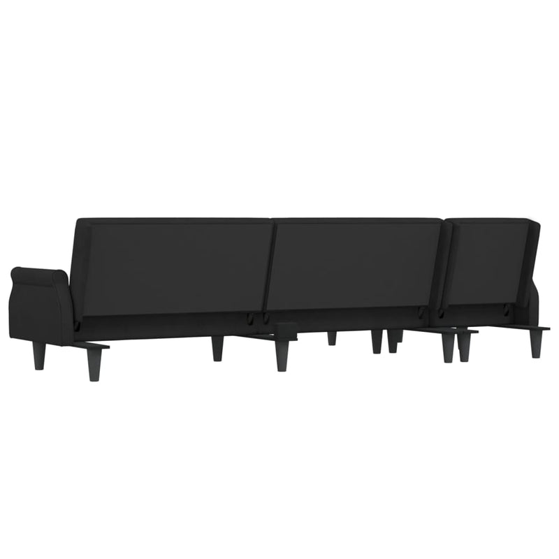vidaXL fekete L-alakú bársony kanapéágy 271x140x70 cm