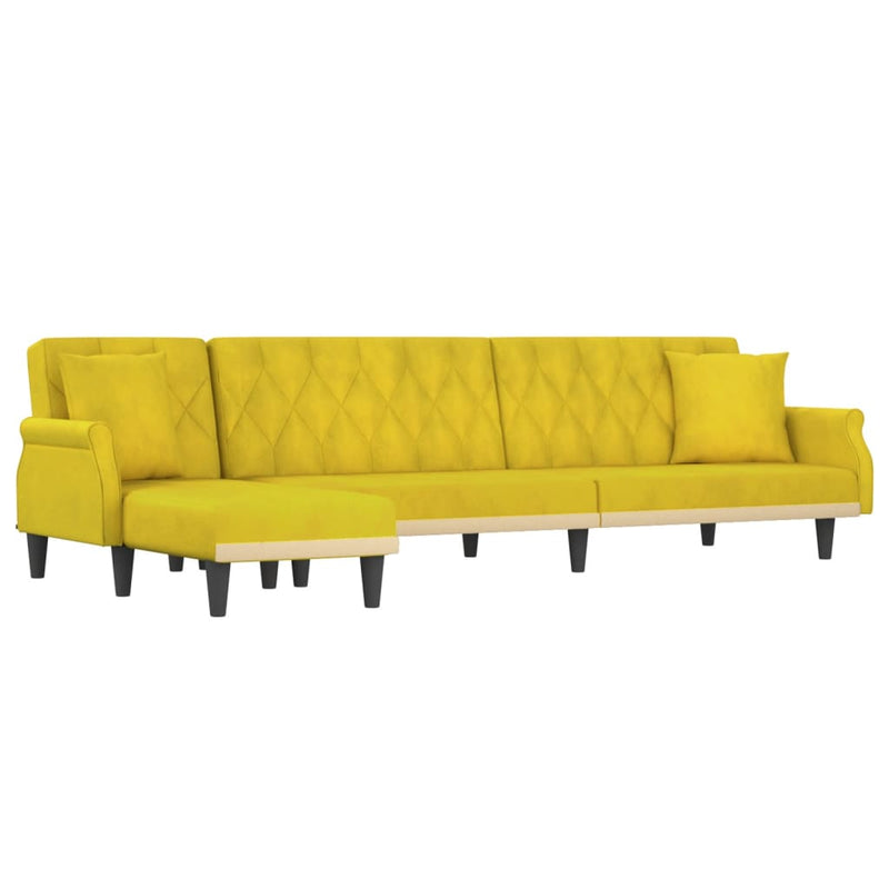 vidaXL sárga L-alakú bársony kanapéágy 271x140x70 cm