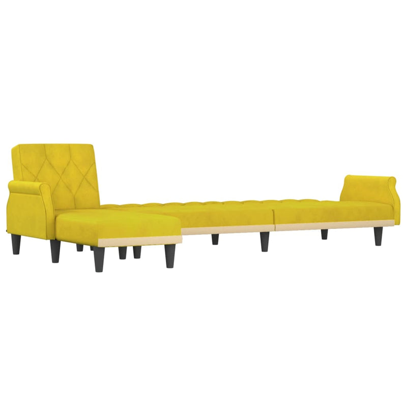 vidaXL sárga L-alakú bársony kanapéágy 271x140x70 cm