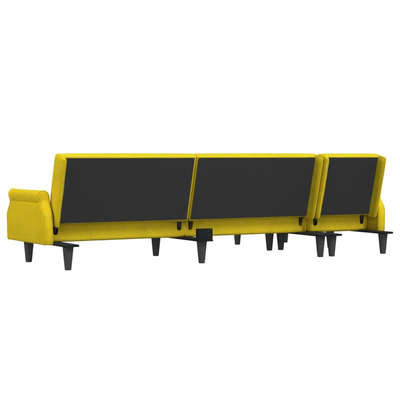 vidaXL sárga L-alakú bársony kanapéágy 271x140x70 cm