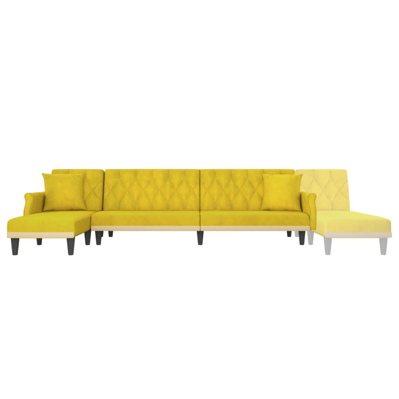vidaXL sárga L-alakú bársony kanapéágy 271x140x70 cm