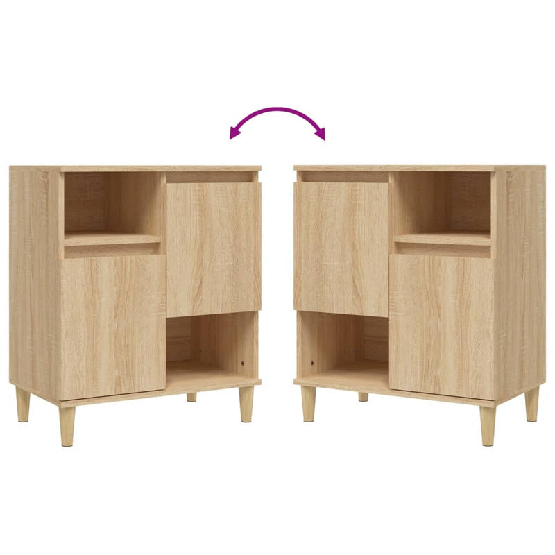 vidaXL 2 db sonoma tölgy színű szerelt fa tálalóasztal 60 x 35 x 70 cm