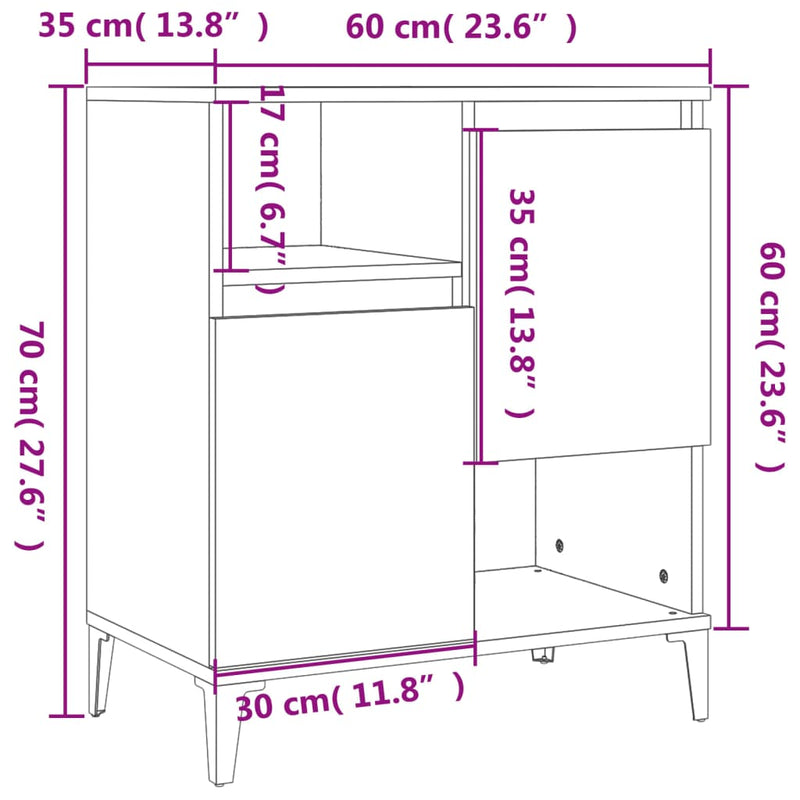 vidaXL 2 db fehér szerelt fa tálalószekrény 60 x 35 x 70 cm