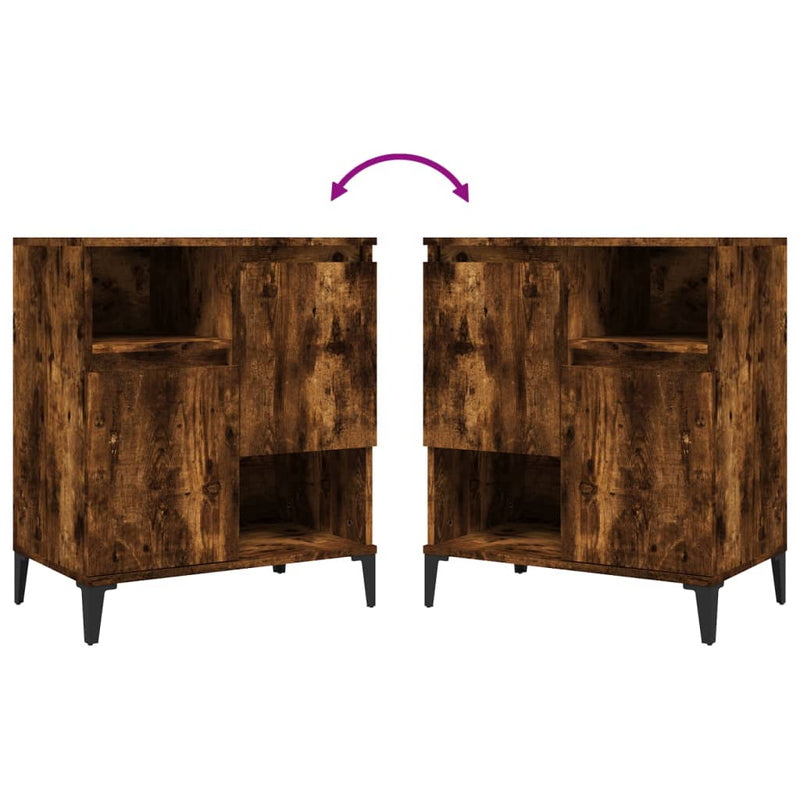 vidaXL 2 db füstös tölgy színű szerelt fa tálalószekrény 60x35x70 cm