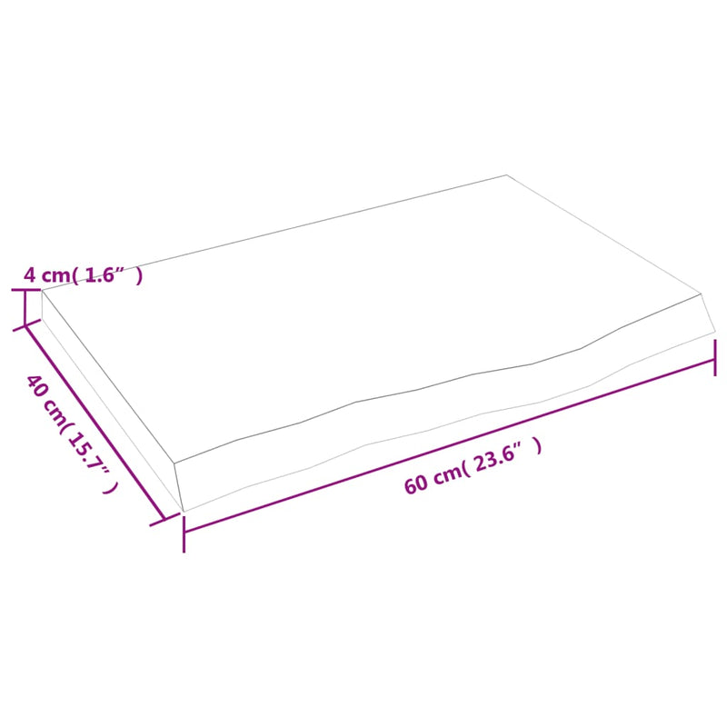 vidaXL kezeletlen tömör tölgyfa asztallap 60x40x(2-4) cm