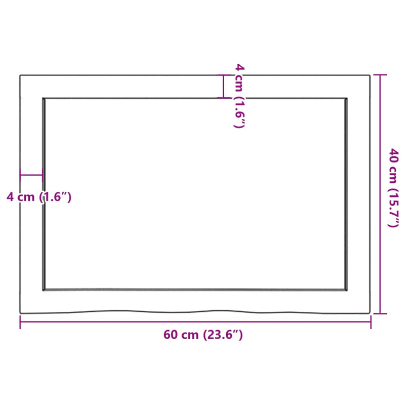 vidaXL kezeletlen tömör tölgyfa asztallap 60x40x(2-4) cm